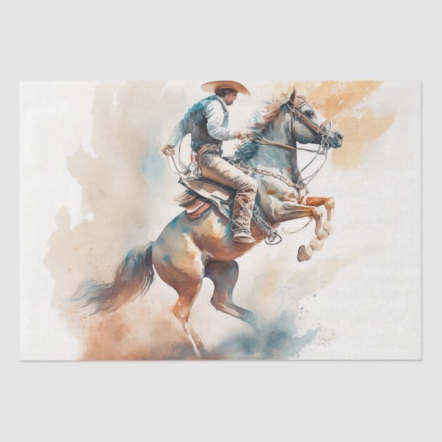 Papel De Seda Dusty Western Watercolor "Bucking Bronco" (Frente )