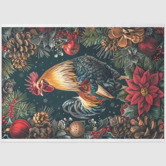 Papel De Seda Dúvida da Cena de Natal do Rooster (Frente )
