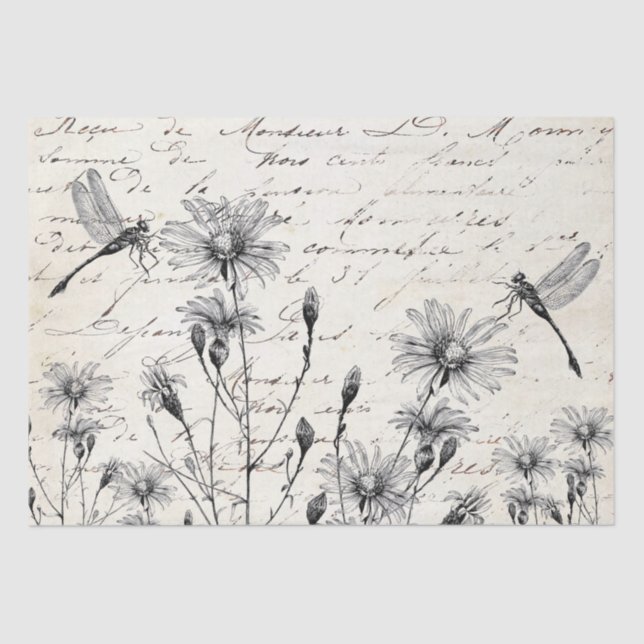 Papel De Seda Dúvida de Dragonfly de Flor Selvagem em Grande Esc (Frente )