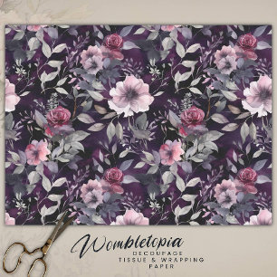Papel De Seda Dúvida elegante de roxo e rosas rosa escuro Elegan