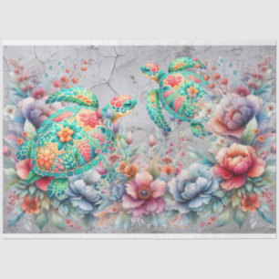 Papel De Seda Dúvidas de tartarugas marinhas Elegantes e Florais