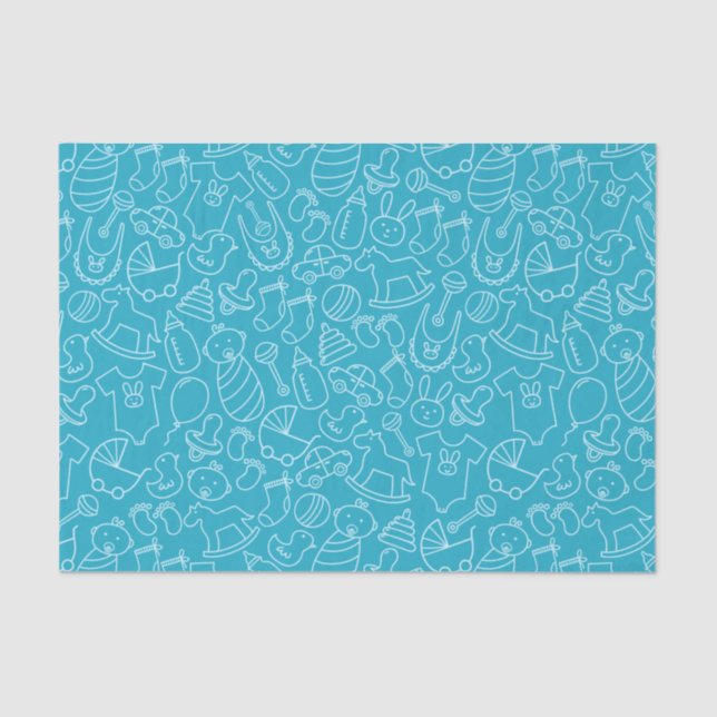 Papel De Seda É um Chá de fraldas azul (Frente )