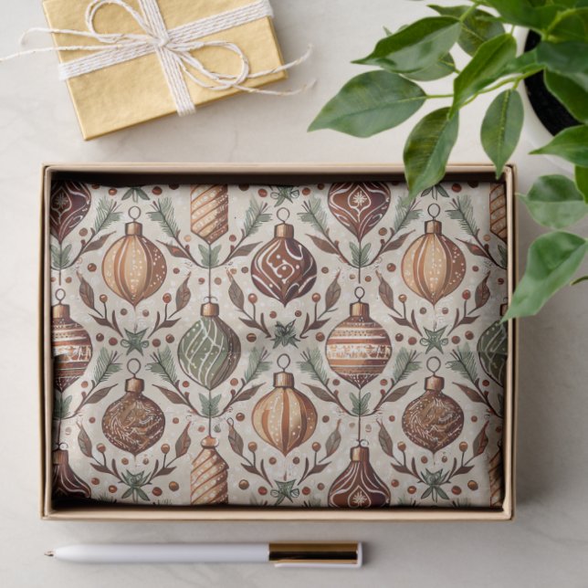 Papel De Seda Earth Tones Christmas Pattern#12 ID1009 (Presente)