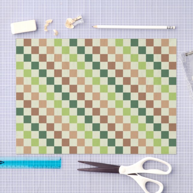 Papel De Seda Earthy rainbow diagonal checkerboard pattern (Arte )