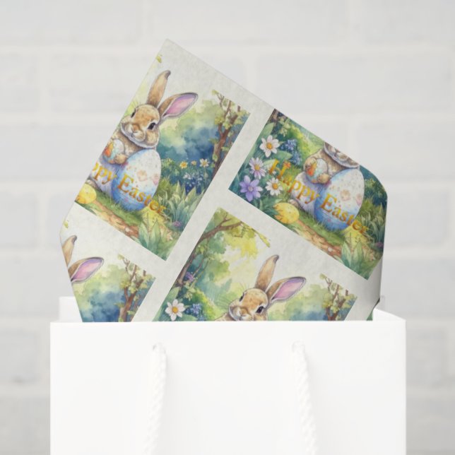 Papel De Seda Easter Bunny holding easter egg (Sacola de presentes)