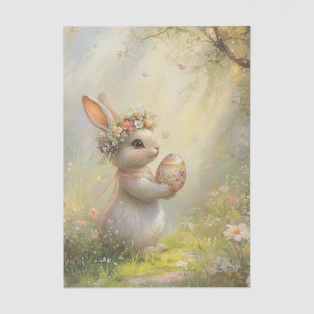 Papel De Seda Easter Bunny Holding Egg in the Sunshine (Frente )