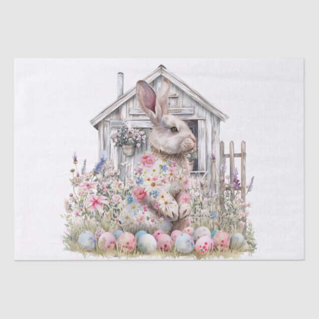 Papel De Seda Easter Spring Bunny Tissue Paper (Frente )
