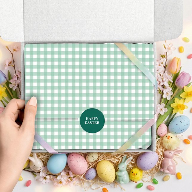Papel De Seda Easter Spring Mint Green Gingham (Criador carregado)