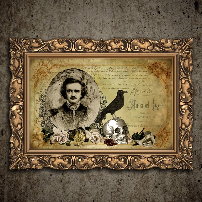 Papel De Seda Edgar Allen Poe Victorian Halloween Collage (Criador carregado)