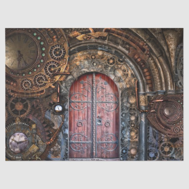 Papel De Seda Edifício e porta Steampunk Clássica (Frente )