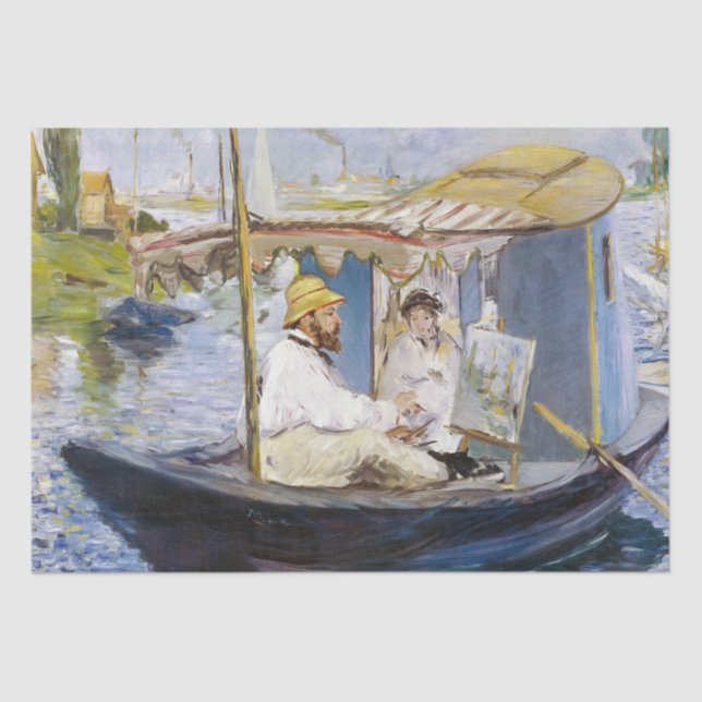 Papel De Seda Edouard Manet - Monet em seu Studio Boat (Frente )