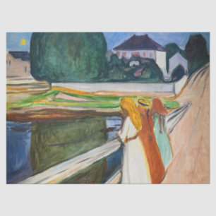Papel De Seda Edvard Munch - As Meninas na Noite Branca da Ponte