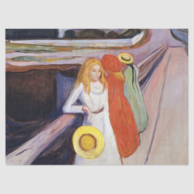 Papel De Seda Edvard Munch - As raparigas na Ponte 1901 (Frente )