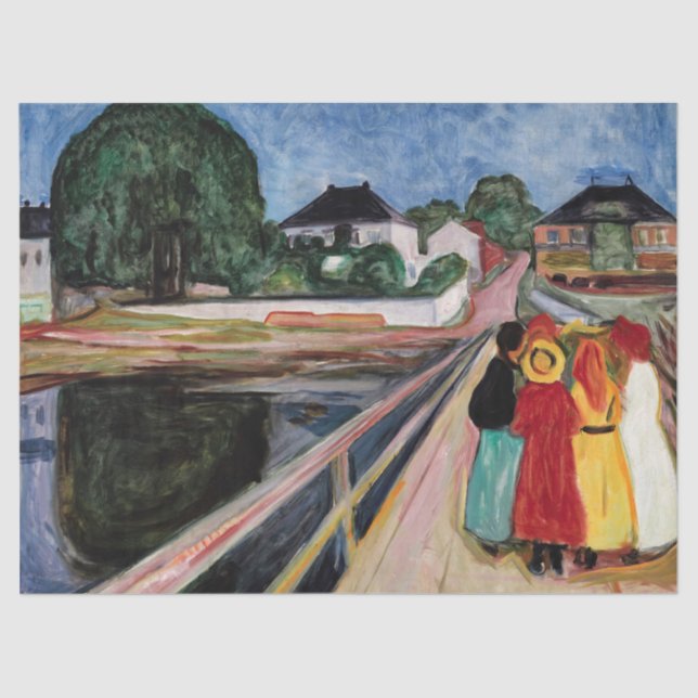 Papel De Seda Edvard Munch - As raparigas na Ponte 1902 (Frente )