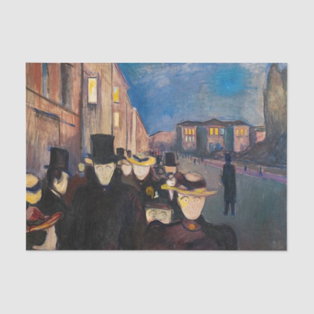 Papel De Seda Edvard Munch - Noite em Karl Johan Street (Frente )
