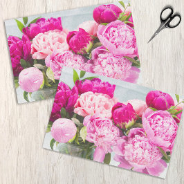 Papel De Seda Efeito Pintado a Óleo de Peônias Rosa Vibrante