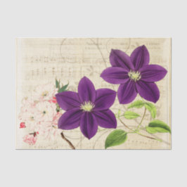 Papel De Seda Efêmeras Florais Roxas Vintage