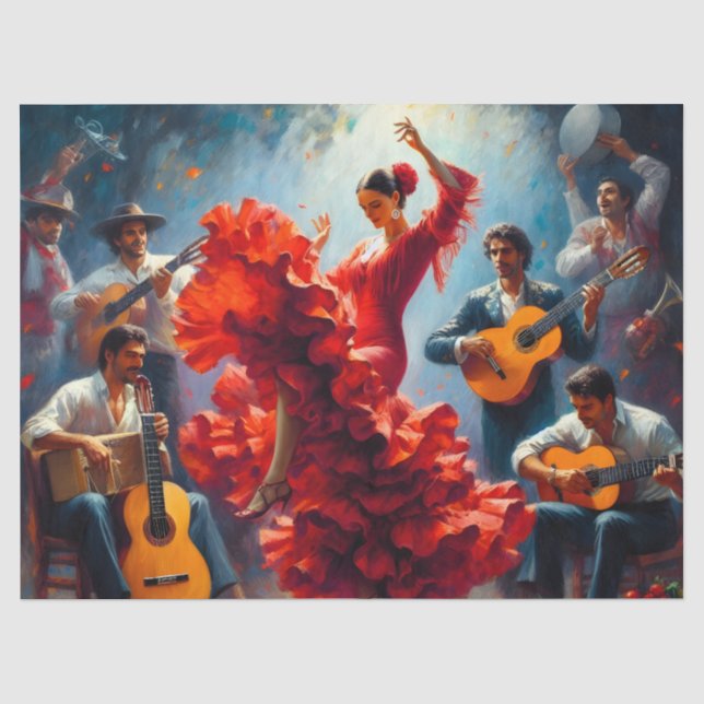 Papel De Seda Efêmeros de Dança Flamenca Móveis Decoupagem (Frente )