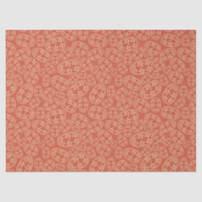 Papel De Seda Egípcio Tribal Shields Cream Rusty Red Ethnic (Frente )