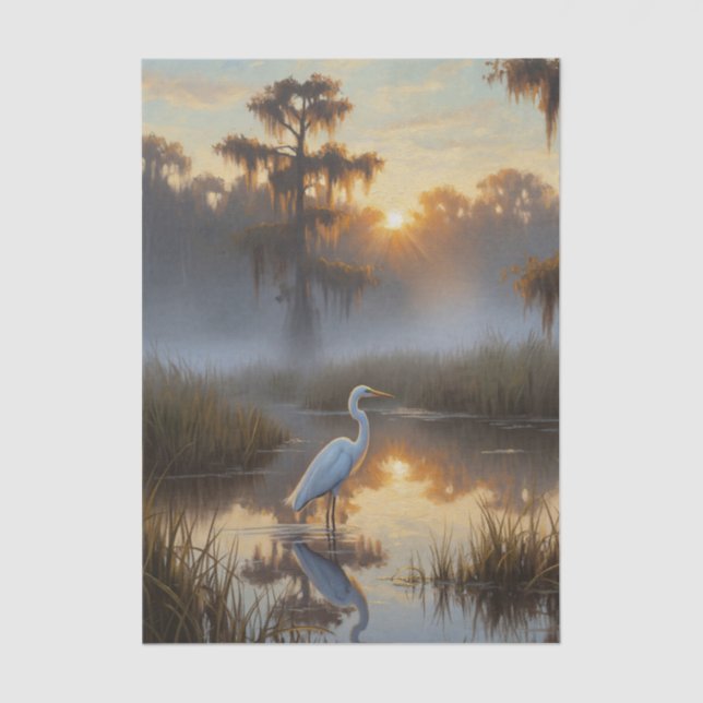 Papel De Seda Egrets in Everglades National Park Morning (Frente )