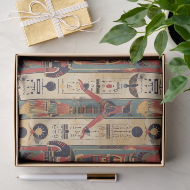 Papel De Seda Egyptian hieroglyphics Pharaoh Pattern (Presente)