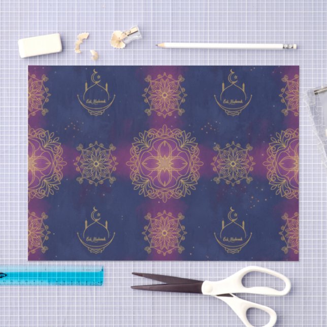 Papel De Seda Eid Azul meia-noite/Magenta (Arte )