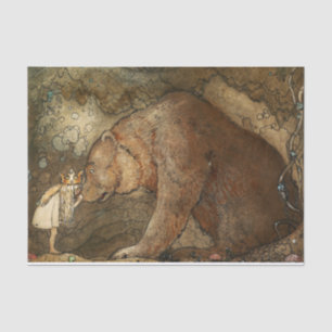 Papel De Seda “Ela Beijou o Urso” por John Bauer