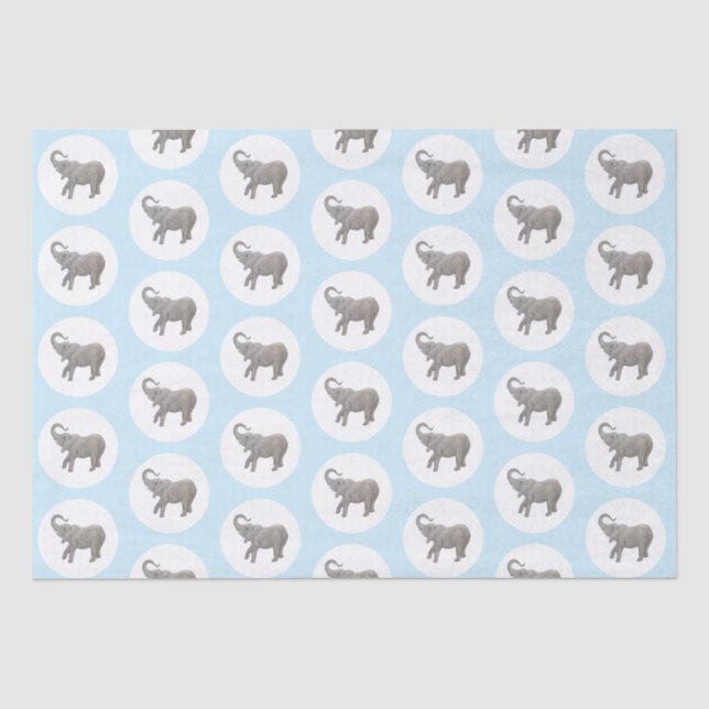 Papel De Seda Elefante Bebê Azul (Frente )