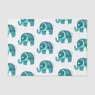 Papel De Seda Elefante bonito do henna floral da aguarela da