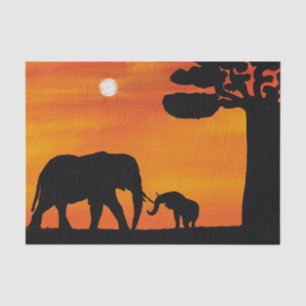 Papel De Seda elefante, céu, animais, nascer do sol, natureza, á
