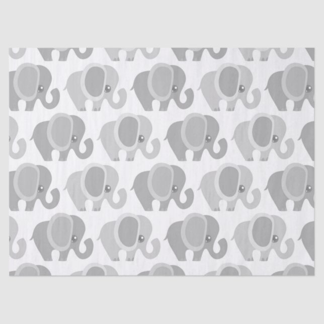 Papel De Seda Elefante cinzento neutro do bebê bonito (Frente )