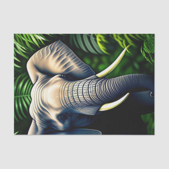 Papel De Seda Elefante Da Selva Majestosa - Selvagem E Livre (Frente )