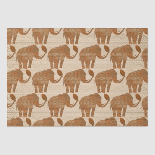 Papel De Seda Elefante - Design de Arte Tribal (Frente )