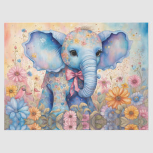 Papel De Seda Elefante felpudo em Jardim de Margarida Pastel