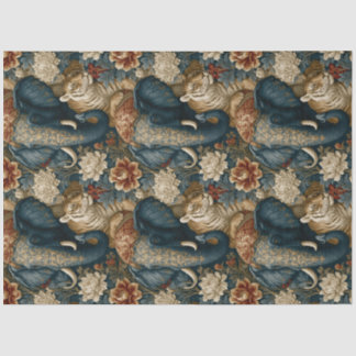 Papel De Seda Elefante Indiano Tigre Botânico Decoupage de Selva
