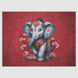 Papel De Seda Elefante majestoso no estilo tradicional japonês.