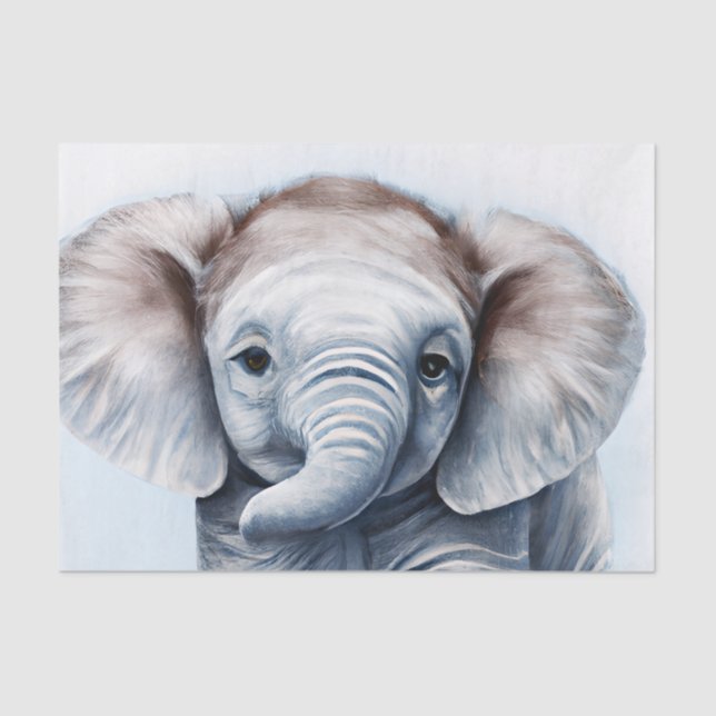 Papel De Seda Elefante para Bebê Adorável (Frente )