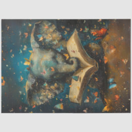 Papel De Seda Elefante Whimsical Com Livros Escolares