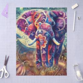 Papel De Seda Elefante Whimsso na Noite Stars Moon Decoupage