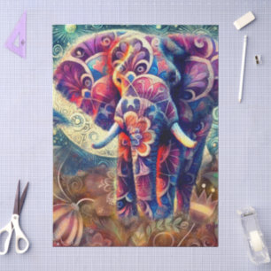 Papel De Seda Elefante Whimsso na Noite Stars Moon Decoupage