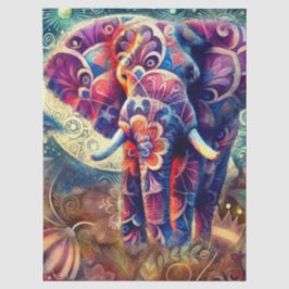 Papel De Seda Elefante Whimsso na Noite Stars Moon Decoupage