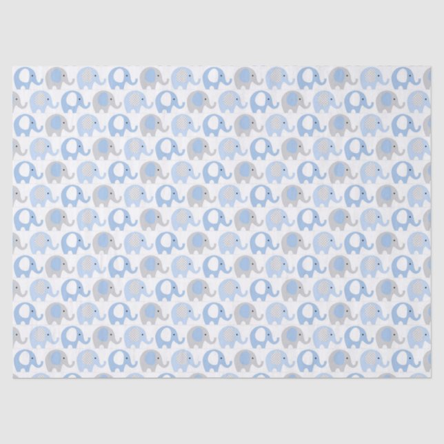 Papel de Seda - Elefantes Azul e Cinza (Frente )