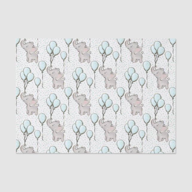 Papel De Seda Elefantes Meninos Bebês (Frente )
