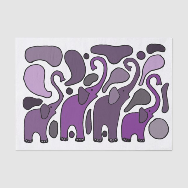 Papel De Seda Elefantes roxos Giftwrap do divertimento (Frente )
