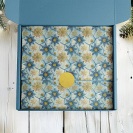 Papel De Seda Elegância Congelada Floco de Neve Azul e Dourado