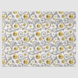 Papel De Seda Elegância de Redemoinho de Ouro e Prata