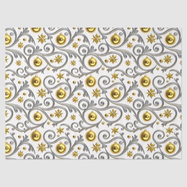 Papel De Seda Elegância de Redemoinho de Ouro e Prata (Frente )