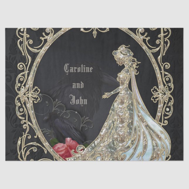 Papel De Seda Elegância em ouro e preto. (Frente )