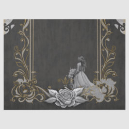 Papel De Seda Elegância em prata e preto.