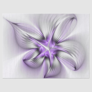 Papel De Seda Elegância Floral Arte Fractal Violeta Abstrata Mod
